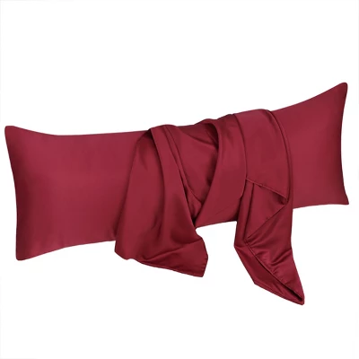 PiccoCasa Body Satin Silky For Hair And Skin Pillowcase Wine Red 20"x48" 2 Pcs 9 PiccoCasa Body Satin Silky For Hair And Skin Pillowcase Wine Red 20"x48" 2 Pcs - Image 7