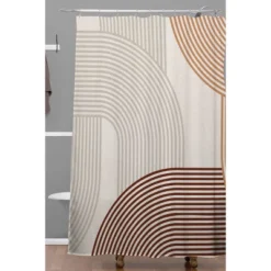 Iveta Abolina Mid Century Line Art Shower Curtain Brown - Deny Designs