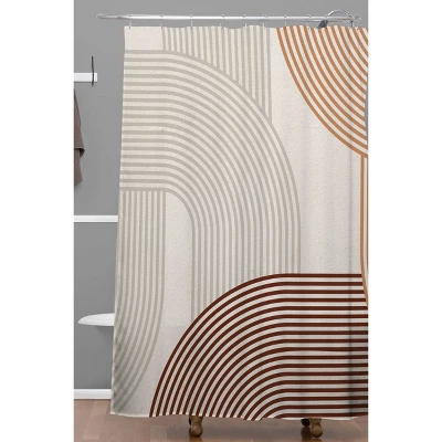 Iveta Abolina Mid Century Line Art Shower Curtain Brown - Deny Designs 3 Iveta Abolina Mid Century Line Art Shower Curtain Brown - Deny Designs