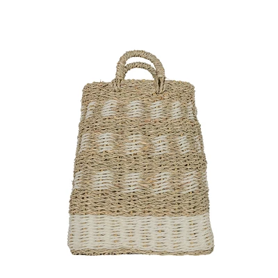 10 Inch Basket White Seagrass & Rope By Foreside Home & Garden 6 10 Inch Basket White Seagrass & Rope By Foreside Home & Garden - Image 4