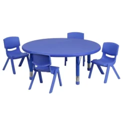 Flash Furniture 45" Round Plastic Height Adjustable Activity Table Set With 4 Chairs -Baxton Studio Store GUEST 03f29b2d 57c0 40da 82c8 077c619e1dc3