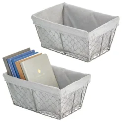 MDesign Medium Chicken Wire Basket With Fabric Liner 19 MDesign Medium Chicken Wire Basket With Fabric Liner -Baxton Studio Store GUEST 047de2e9 8586 469c b523 553f06ffe226