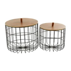 Set Of 2 Metal Storage Baskets Brown - Olivia & May