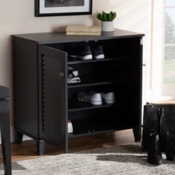 Shelf Wood Shoe Storage Cabinet Coolidge Finished Dark Gray - Baxton Studio -Baxton Studio Store GUEST 068562f1 77fc 4ead b7d9 014c6830a74b