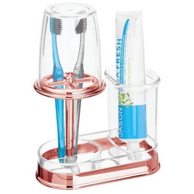 MDesign Toothpaste/Toothbrush Holder Stand Center, Rinse Cup/Cover 15 MDesign Toothpaste/Toothbrush Holder Stand Center, Rinse Cup/Cover - Image 13