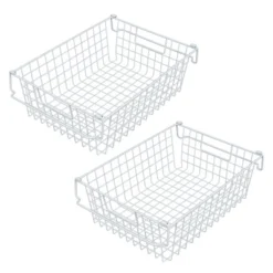 Set Of 2 Storage Bins - Basket Set For Toy, Kitchen, Closet, And Bathroom Storage - Large Shelf Organizers With Handles By Home-Complete (White) -Baxton Studio Store GUEST 0750832a 2b40 4053 b825 62c2f76e71d6
