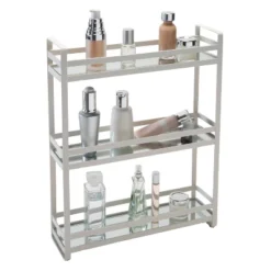 3 Tier Flat Wire Slim Vanity Tower White - Home Details -Baxton Studio Store GUEST 07a14789 7d92 47ea 9e22 75750b1a3ee6