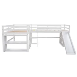 Twin Size L-Shaped Loft Bed With Movable Two-Tier Shelves And Slide - ModernLuxe 17 Twin Size L-Shaped Loft Bed With Movable Two-Tier Shelves And Slide - ModernLuxe -Baxton Studio Store GUEST 07caf629 44da 4031 a851 47734d63f1a3
