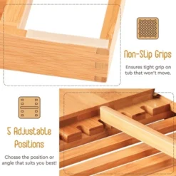 Bambusi Bathtub Caddy With Extendable Sides, Wine Glass Holder, Book Stand And Phone Tray, Natural -Baxton Studio Store GUEST 092792ed cc78 4af4 9de4 8dc0ac67ed92