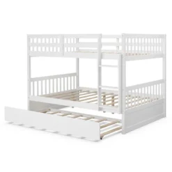 Costway Full Over Full Bunk Bed Platform Wood Bed W/ Trundle & Ladder Rail Brown/White 21 Costway Full Over Full Bunk Bed Platform Wood Bed W/ Trundle & Ladder Rail Brown/White -Baxton Studio Store GUEST 0a3d3ea6 93f6 45fc 9328 c9f6cc7e3ac7