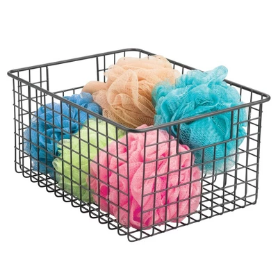 MDesign Bath Metal Storage Organizer Basket - 4 Pack 6 MDesign Bath Metal Storage Organizer Basket - 4 Pack - Image 4