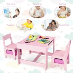Costway 3 In 1 Wood Activity Table Chair Set W/Storage Box Pink -Baxton Studio Store GUEST 0db6516e bb05 4ee9 b38d 6f7ab8a6f273