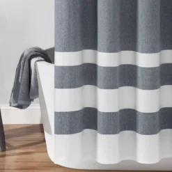 Cape Cod Stripe Yarn Dyed Cotton Shower Curtain - Lush Décor -Baxton Studio Store GUEST 0e2ef024 19cc 49f5 b402 694d9a163f8a