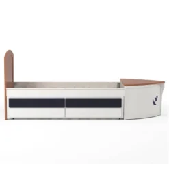 Twin Collindale Boat Design Kids' Bed With Trundle White/Oak - MiBasics -Baxton Studio Store GUEST 0ec5f130 53ab 42b6 8a2e ac84eff9f3d4