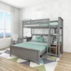 Max & Lily L-Shaped Twin Over Full Bunk Bed With Bookcase And Desk