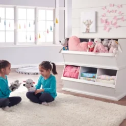 Badger Basket Two Bin Stackable Storage Cubby White/Gray Woodgrain -Baxton Studio Store GUEST 10f2f2bd 87f6 4199 a74c a8bf318d8ea7