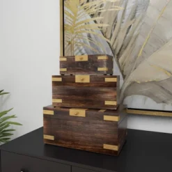 Set Of 3 Traditional Brass Inlaid Wooden Boxes - Olivia & May -Baxton Studio Store GUEST 11344a3d 4a48 4600 9f9e 3bc3a705a115