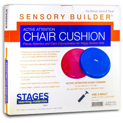Stages Learning Materials Sensory Builder Active Attention Chair Cushion, Blue + Hand Pump 4 Stages Learning Materials Sensory Builder Active Attention Chair Cushion, Blue + Hand Pump - Image 2