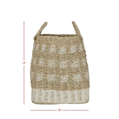 10 Inch Basket White Seagrass & Rope By Foreside Home & Garden 8 10 Inch Basket White Seagrass & Rope By Foreside Home & Garden - Image 6