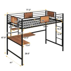 Twin Metal Loft Bed With Desk And Shelve - ModernLuxe -Baxton Studio Store GUEST 135b5db2 68bf 46e3 89ad c5cf40d2ec61