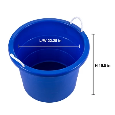 United Solutions 19 Gallon Large Durable Plastic Utility Tub With Strong Rope Handles For Indoor Or Outdoor Home Organization, Blue, 6 Pack 4 United Solutions 19 Gallon Large Durable Plastic Utility Tub With Strong Rope Handles For Indoor Or Outdoor Home Organization, Blue, 6 Pack - Image 2