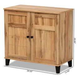 Glidden Wood 2 Door Shoe Storage Cabinet Oak Brown - Baxton Studio -Baxton Studio Store GUEST 14a772a4 bbf8 4ecc 9302 b255594bb04c