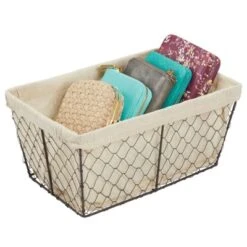 MDesign Medium Chicken Wire Basket With Fabric Liner 15 MDesign Medium Chicken Wire Basket With Fabric Liner -Baxton Studio Store GUEST 17b66233 fe70 45cf 804d 709bd77ef0ec