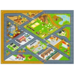 KC CUBS Boy & Girl Kids Country Farm Road W/ Construction Vehicle Car Traffic Educational Learning & Game Nursery Classroom Rug Carpet -Baxton Studio Store GUEST 1818cbad 521c 4cad 8e2c c82c1ebe2256