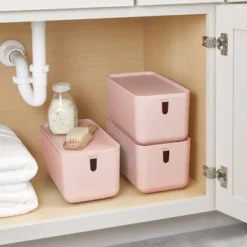 Cade Lidded Storage Bin Blush - IDESIGN -Baxton Studio Store GUEST 18366a86 9f1f 4611 939b aa5c2822b048