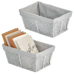 MDesign Medium Chicken Wire Basket With Fabric Liner 21 MDesign Medium Chicken Wire Basket With Fabric Liner -Baxton Studio Store GUEST 187db2c9 de80 4194 9f85 9219d596f6ce