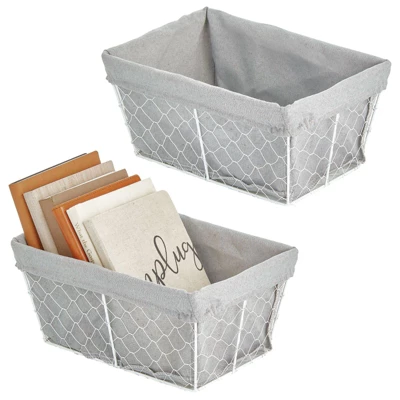 MDesign Medium Chicken Wire Basket With Fabric Liner 12 MDesign Medium Chicken Wire Basket With Fabric Liner - Image 10