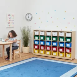 ECR4Kids 30 Cubby School Storage Cabinet, Kids Cubbies With Tray Slots -Baxton Studio Store GUEST 1bcd937c 31b8 4c03 ab35 7c51fa341123