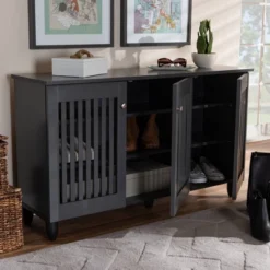 3 Door Fernanda Wooden Entryway Shoe Storage Wide Cabinet Gray - Baxton Studio -Baxton Studio Store GUEST 1cc9adb8 1062 4613 be40 c14f94a48515