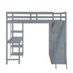 Full/ Twin Size Loft Bed With Wardrobe, Desk And Shelves-ModernLuxe -Baxton Studio Store GUEST 1cf2fc00 7131 4977 89ce 4e2ef784068b