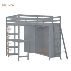 Full/ Twin Size Loft Bed With Wardrobe, Desk And Shelves-ModernLuxe -Baxton Studio Store GUEST 1d635584 b170 4bce 801b c2607904ac76