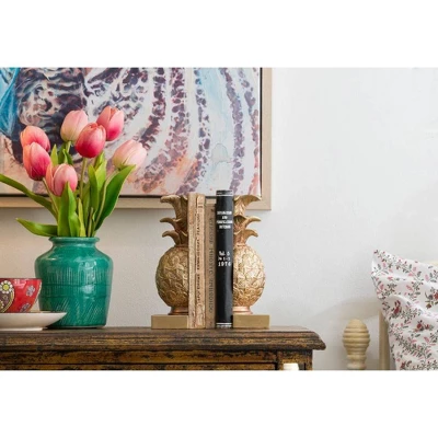 2pc Pineapple Bookend Set Bronze - Storied Home 5 2pc Pineapple Bookend Set Bronze - Storied Home - Image 3