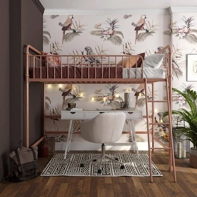 Twin Kaila Metal Loft Bed Rose Gold - Room & Joy 3 Twin Kaila Metal Loft Bed Rose Gold - Room & Joy