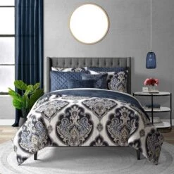 Danica Bed In A Bag Comforter Set Navy Blue Navy Blue/Off White - Lanwood Home 19 Danica Bed In A Bag Comforter Set Navy Blue Navy Blue/Off White - Lanwood Home -Baxton Studio Store GUEST 1e1c880c adb1 496f 816a 12b201e67e01