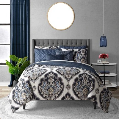 Danica Bed In A Bag Comforter Set Navy Blue Navy Blue/Off White - Lanwood Home 11 Danica Bed In A Bag Comforter Set Navy Blue Navy Blue/Off White - Lanwood Home - Image 9