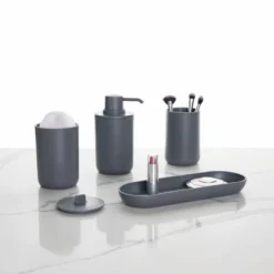 4pc Cade Bath Accessories Set Charcoal - IDESIGN -Baxton Studio Store GUEST 1ea32393 f19f 42af abb0 7e9dff53d097