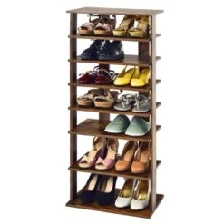 Tangkula 7-Tier Shoe Rack Free Standing Shelf Storage Modern Shoe Rack Organizer Brown/Black/White -Baxton Studio Store GUEST 1f40fb69 ae14 45ec 967d d28a110f7b2e