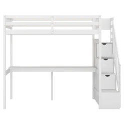 Twin Size Loft Bed With Storage Staircase And Built-in Desk-ModernLuxe -Baxton Studio Store GUEST 202eeca1 76d1 4d51 ad39 ae146adcd074