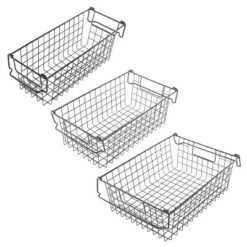Set Of 3 Storage Bins - Basket Set For Toy, Kitchen, Closet, And Bathroom Storage - Small, Medium, And Large Shelf Organizers By Home-Complete (Black) -Baxton Studio Store GUEST 217d421b 7fdd 406a 8f3e 0415995e9848
