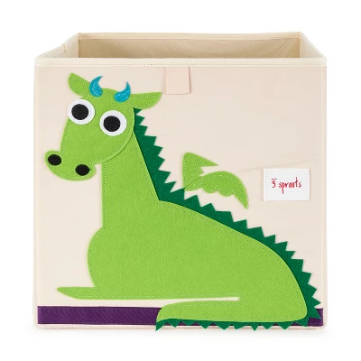 3 Sprouts Kids Childrens 13 Inch Square Felt Foldable Storage Cube Bin With Green Dragon And Blue Peacock Fabric Storage Cube Bin 5 3 Sprouts Kids Childrens 13 Inch Square Felt Foldable Storage Cube Bin With Green Dragon And Blue Peacock Fabric Storage Cube Bin - Image 3
