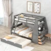 Twin Over Full Bunk Bed With Trundle, Built-in Desk, Three Storage Drawers And Shelf-ModernLuxe -Baxton Studio Store GUEST 21e3b9f6 857f 4494 8606 e2e435b44ea1