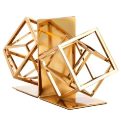 Juvale Decorative Gold Bookends With Square Metal Geometric Design, For Books, Magazines, Journals, Slip-Resistant Pads (5x6x3 In) -Baxton Studio Store GUEST 222ce220 3c0e 44d7 92d1 b43ec3c42865