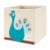 3 Sprouts Kids Childrens 13 Inch Square Felt Foldable Storage Cube Bin With Green Dragon And Blue Peacock Fabric Storage Cube Bin -Baxton Studio Store GUEST 23b162e8 fa5e 459c a819 508520a310a7