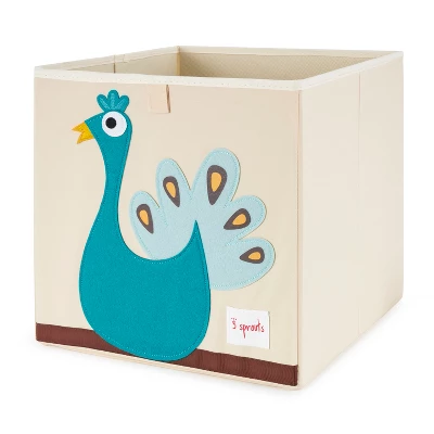 3 Sprouts Kids Childrens 13 Inch Square Felt Foldable Storage Cube Bin With Green Dragon And Blue Peacock Fabric Storage Cube Bin 3 3 Sprouts Kids Childrens 13 Inch Square Felt Foldable Storage Cube Bin With Green Dragon And Blue Peacock Fabric Storage Cube Bin