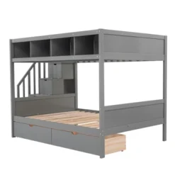 Twin Over Full Bunk Bed With Shelves, Storage Staircase And 2 Drawers - ModernLuxe -Baxton Studio Store GUEST 23bba97c 141f 4d44 85ea 83b98068e034