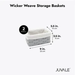 Juvale 5-Piece Grey Woven Nesting Baskets With Cloth Lining For Storage, Small Decorative Lined Rectangular Wicker Bins Set For Organizing (3 Sizes) -Baxton Studio Store GUEST 2414dbcf b126 4058 9126 437f48a95a81